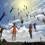 According to this interpretation, Christians will be raptured fully clothed. They also will be dragged up as some of these people look like they are not wanting to go while others are flying up with open arms.